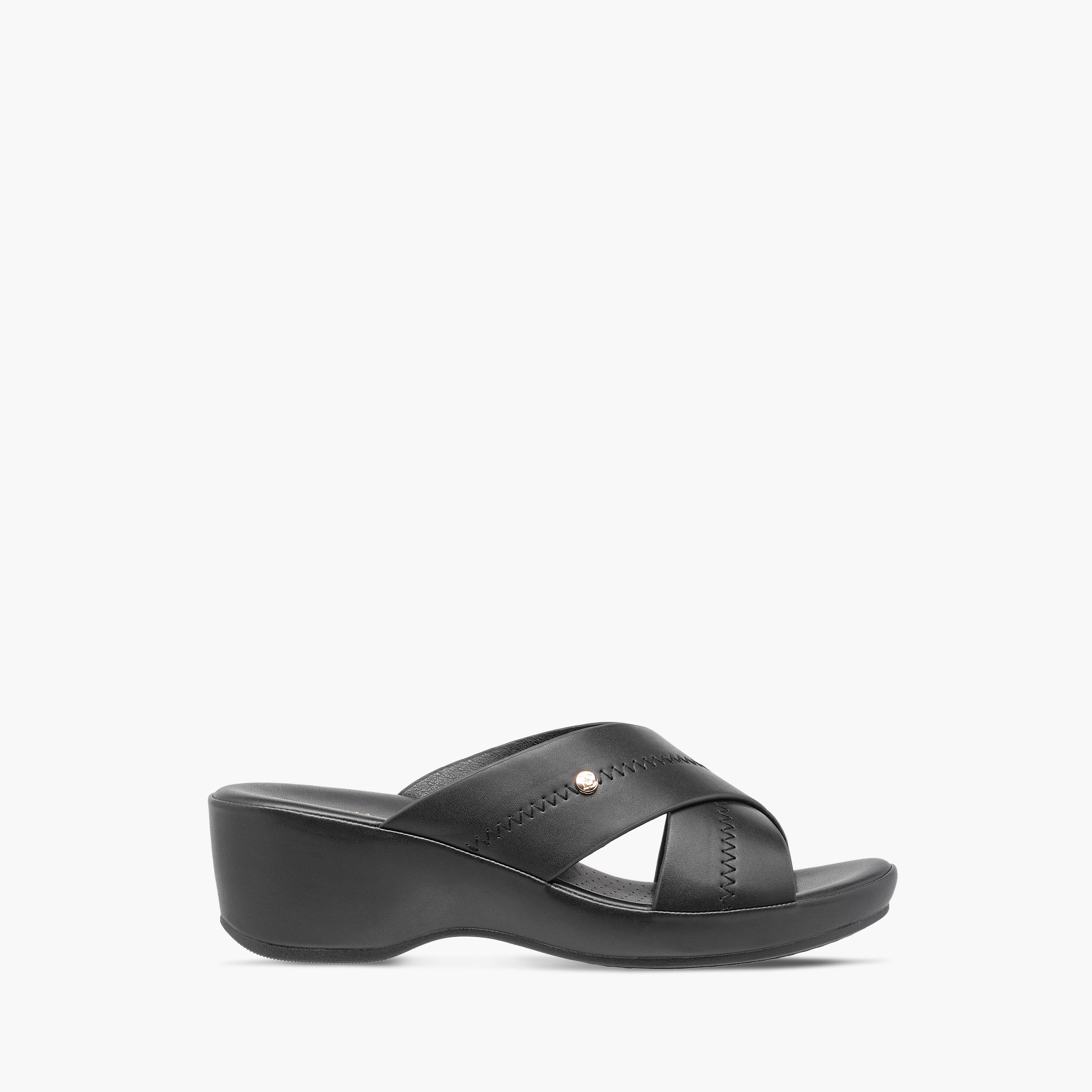 Flora Bella Solid Slip-On Cross Strap Sandals with Block Heels-women-shoes-sandals-heeled-image-3