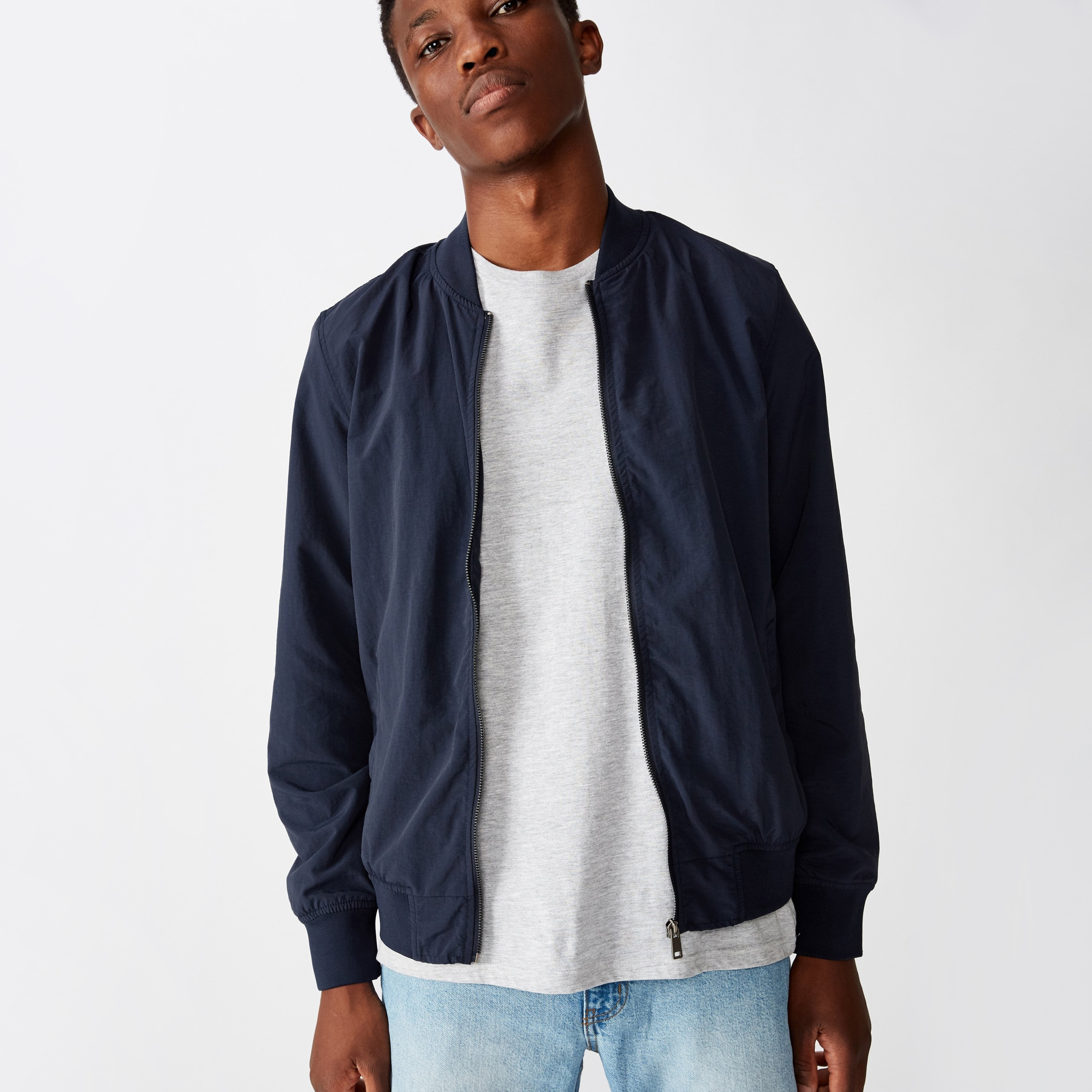 جاكيت بومبر سادة بأكمام طويلة وسحاب إغلاق من كوتون أون-men-clothing-jacketsandblazers-jackets-image-4