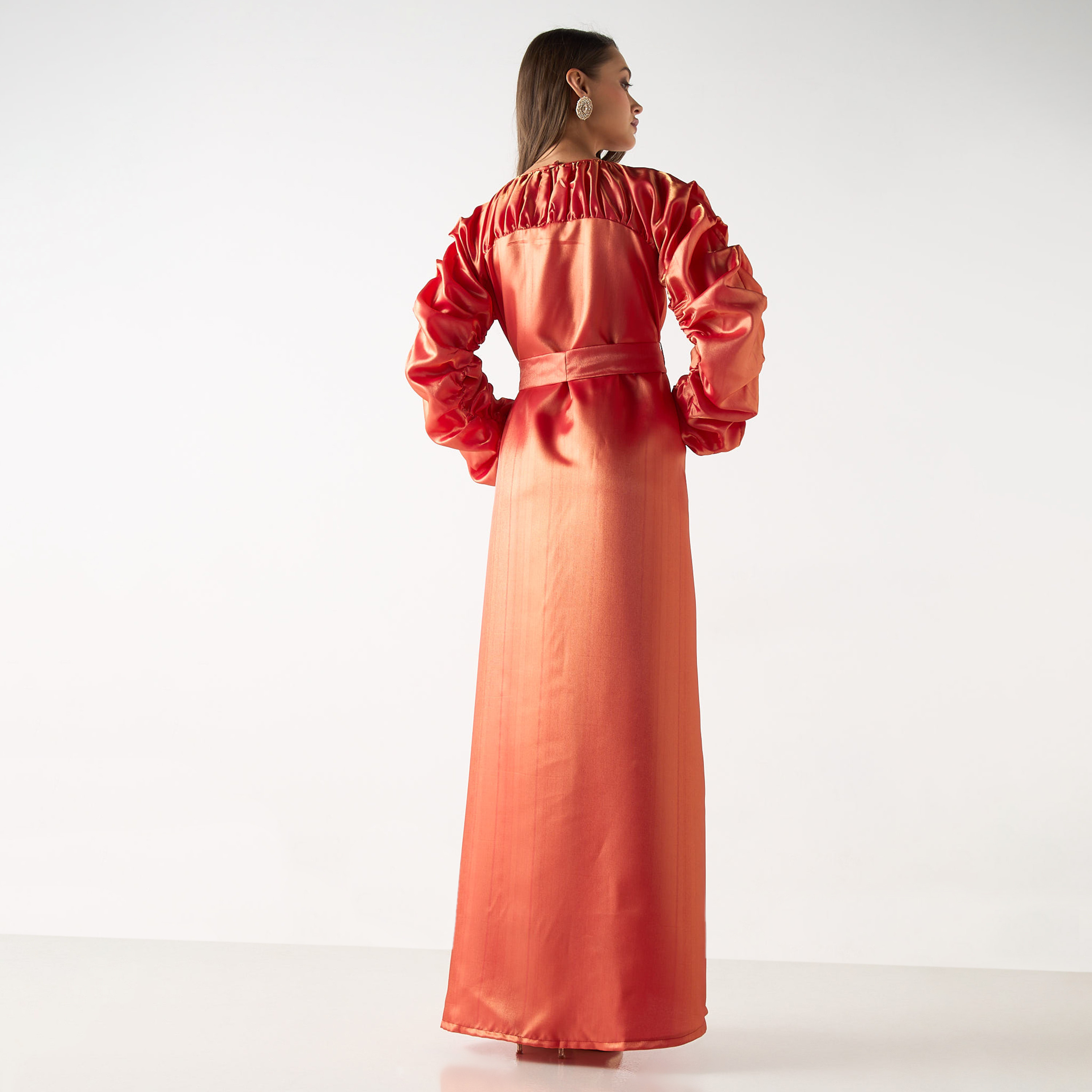 فستان ماكسي بتفاصيل كسرات بحزام ربط من جولدن آبل-women-clothing-dresses-image-3