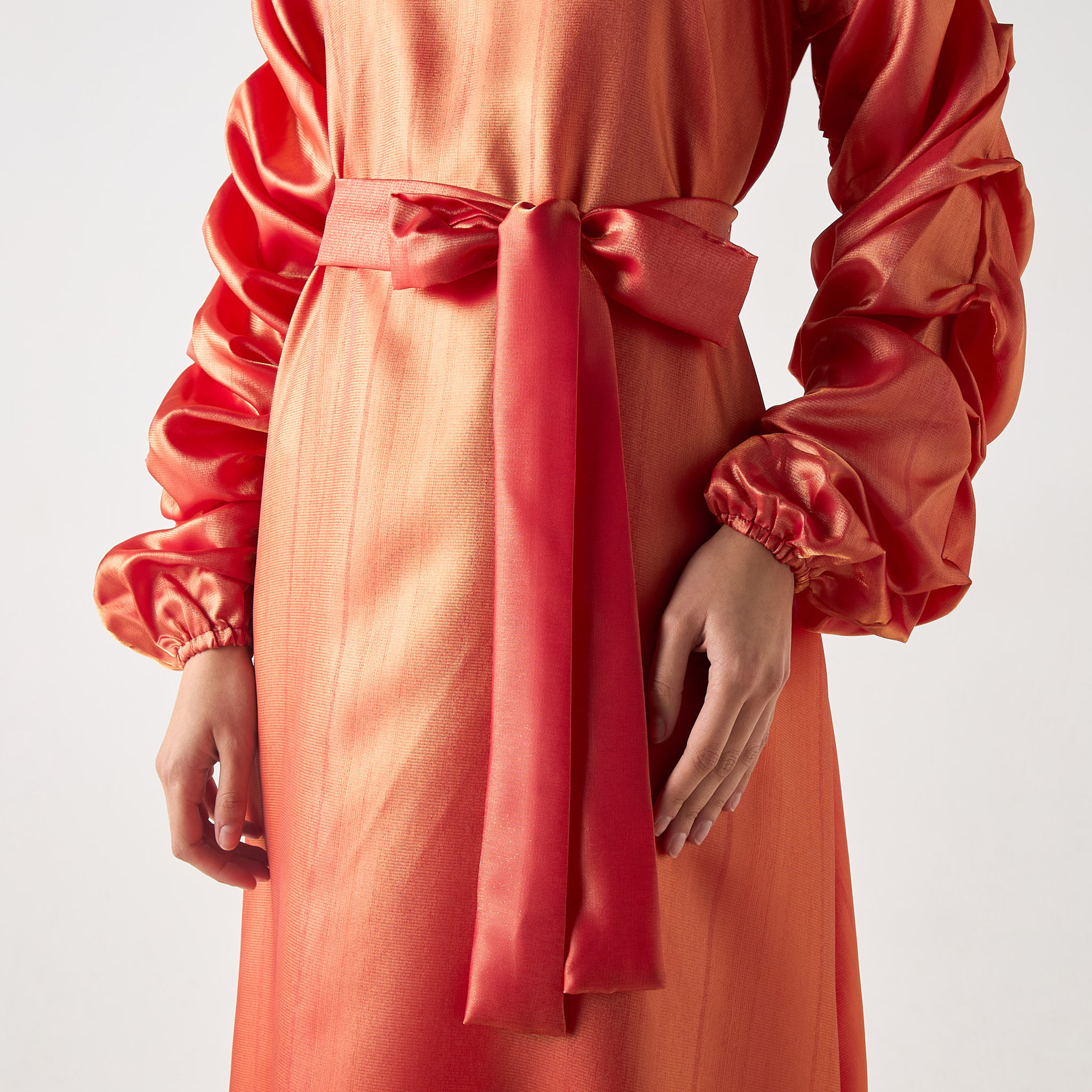 فستان ماكسي بتفاصيل كسرات بحزام ربط من جولدن آبل-women-clothing-dresses-image-6