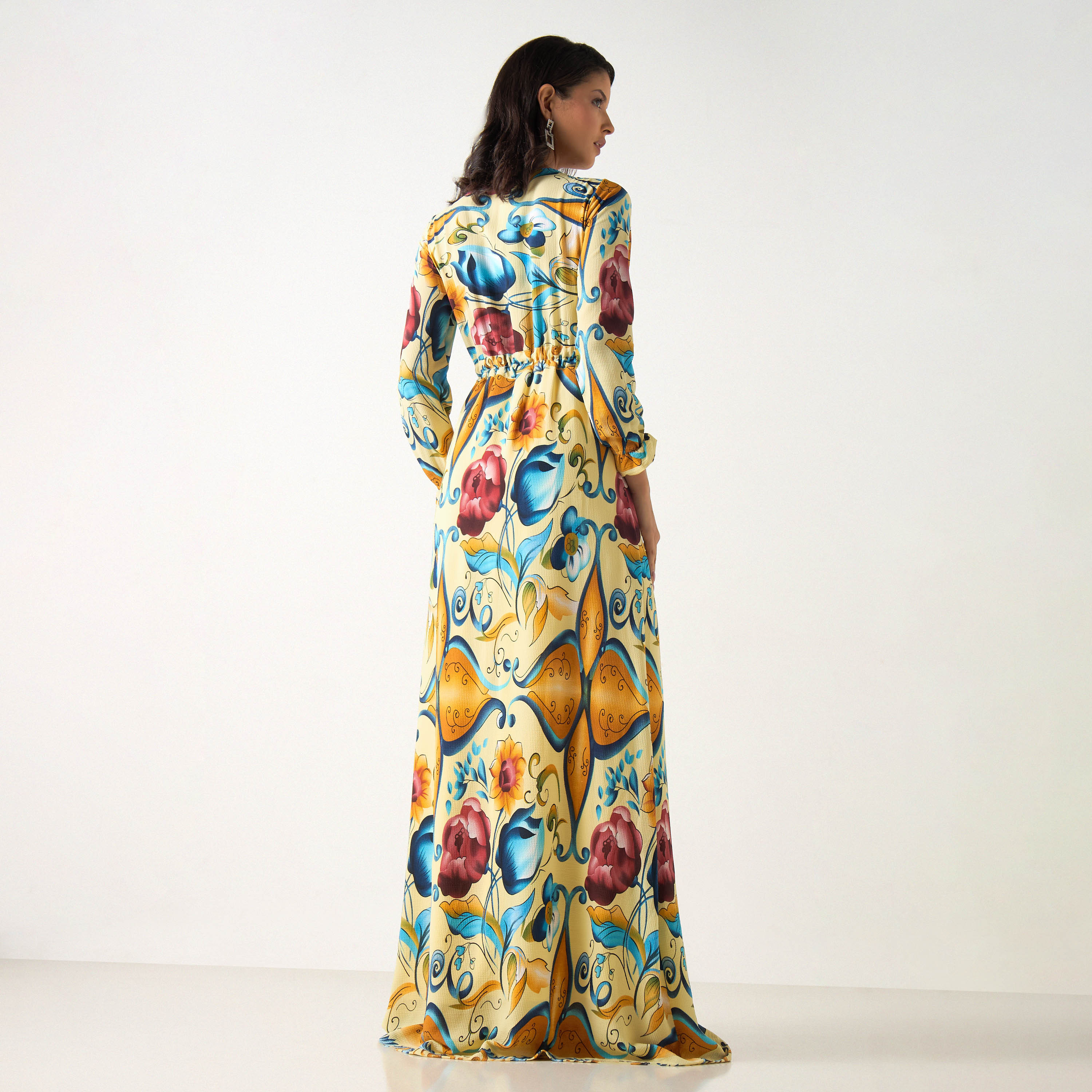 Golden Apple All-Over Printed Maxi Dress with Long Sleeves and V-neck-women-clothing-dresses-image-3