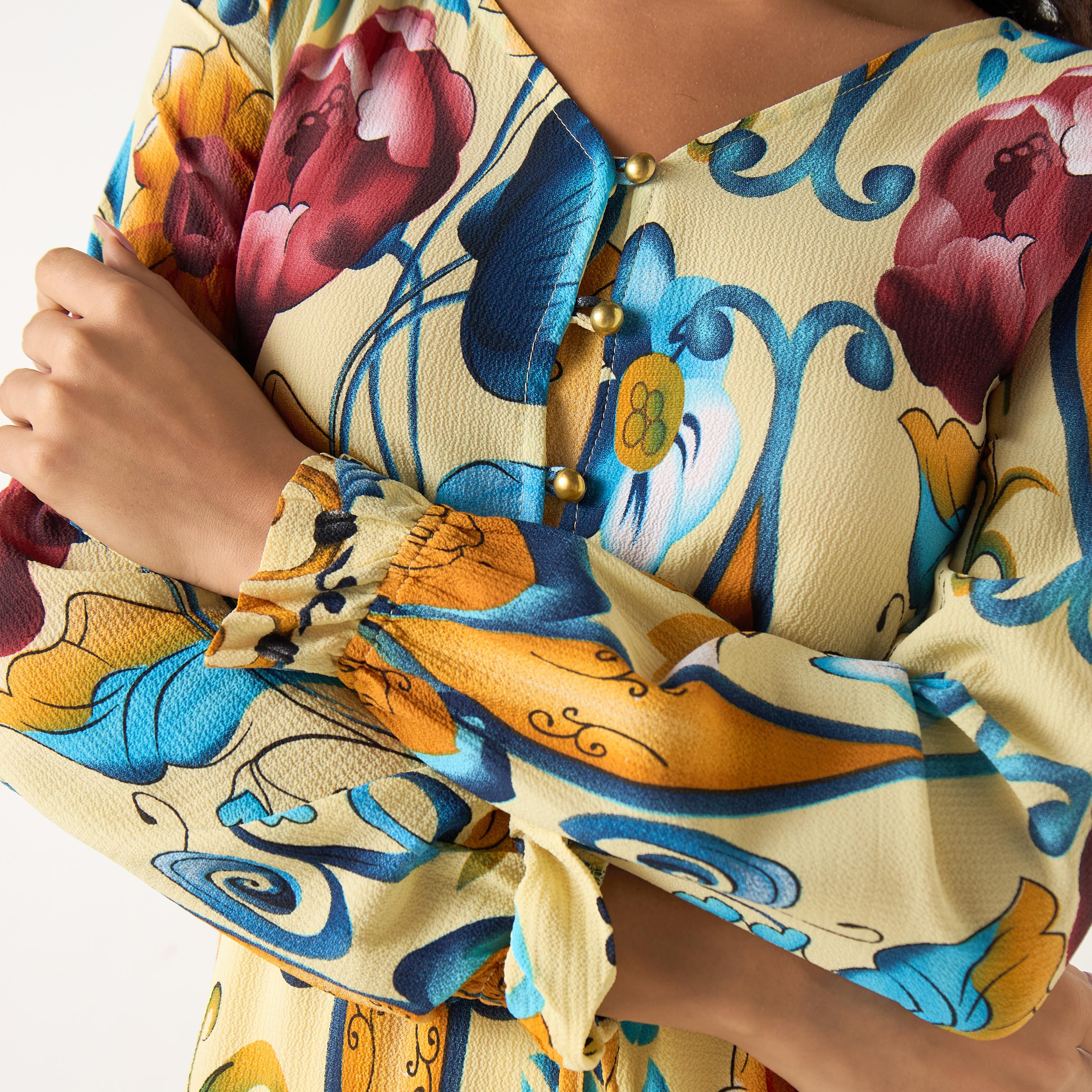 Golden Apple All-Over Printed Maxi Dress with Long Sleeves and V-neck-women-clothing-dresses-image-5