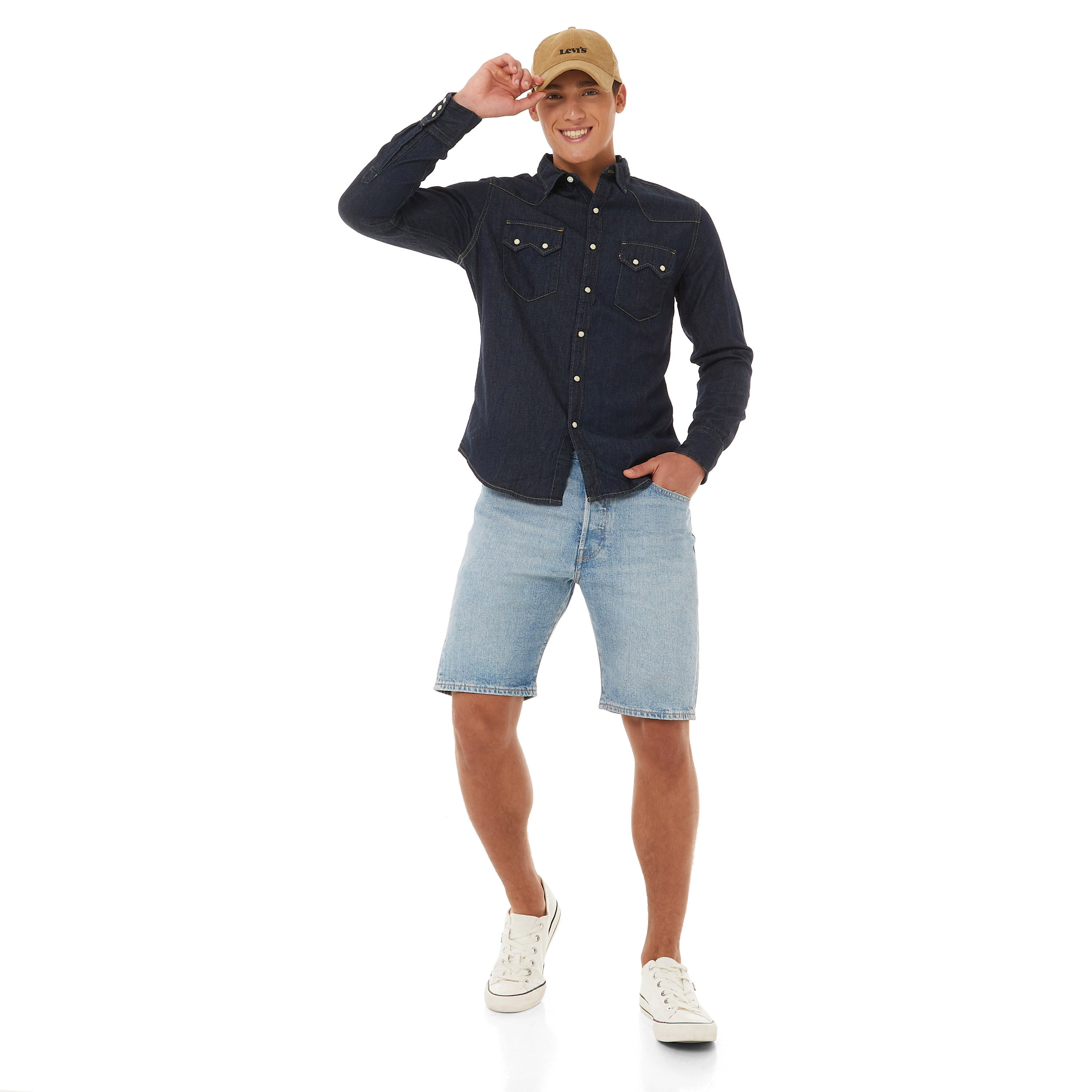 Levi's Men Blue Plain Pocket Detail Denim Shorts-men-clothing-bottoms-shorts-image-5
