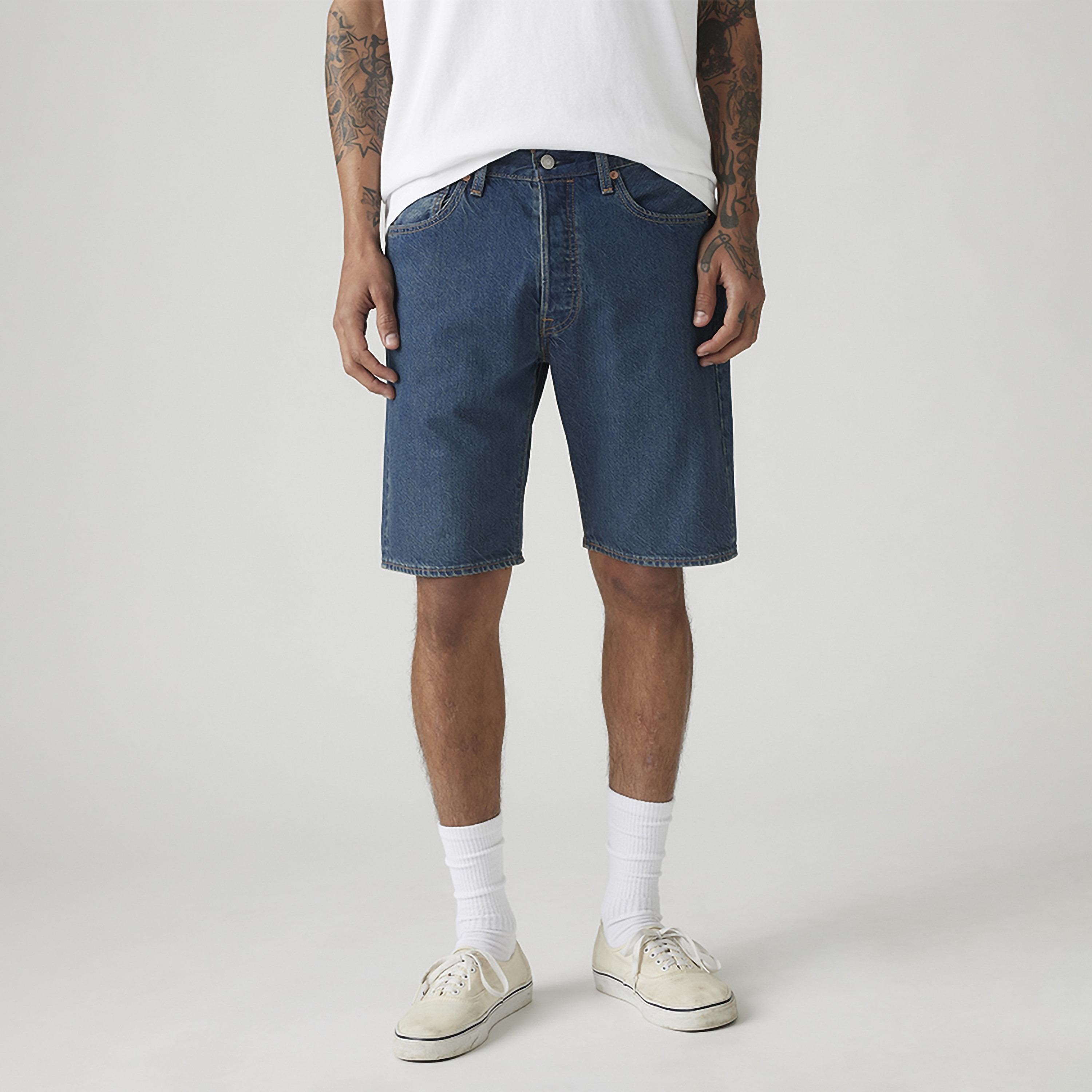 Levi's Plain Mid-Rise Button with Zip Fly Men's Shorts-men-clothing-bottoms-shorts-image-1