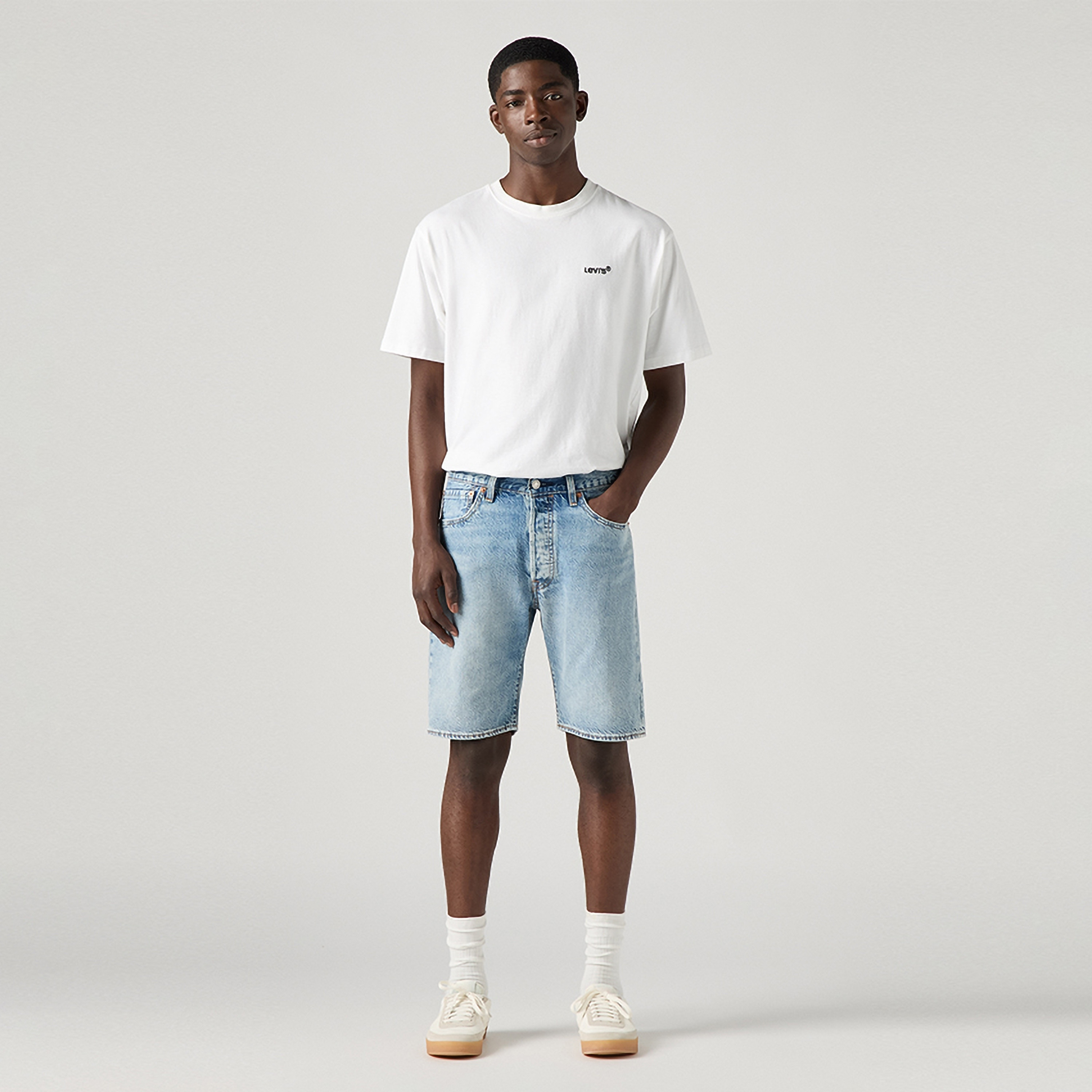 Levi's Plain Mid-Rise Button with Zip Fly Men's Shorts-men-clothing-bottoms-shorts-image-1
