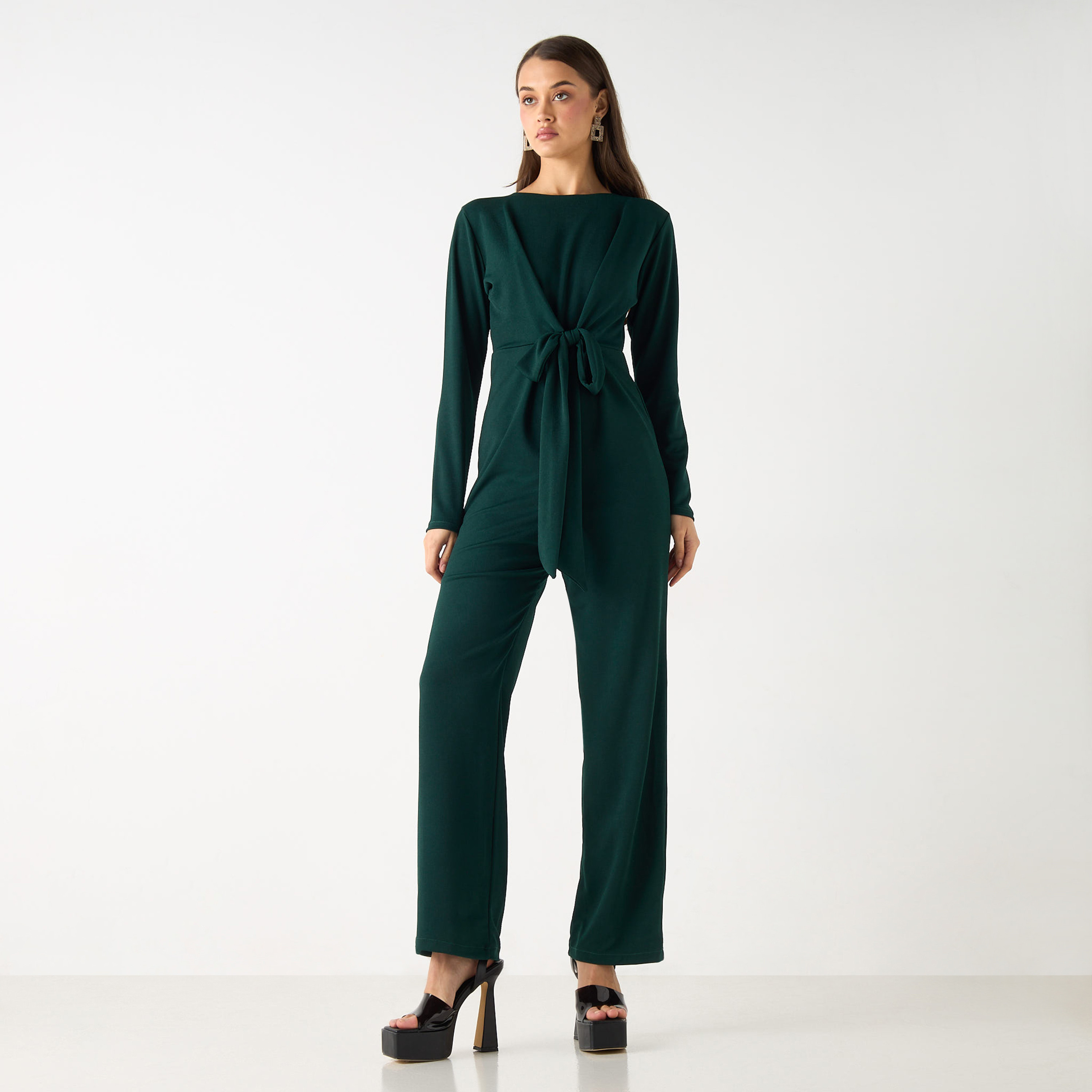 أفرول سادة بأكمام طويلة وحزام من جولدن أبل-women-clothing-jumpsuits-image-25