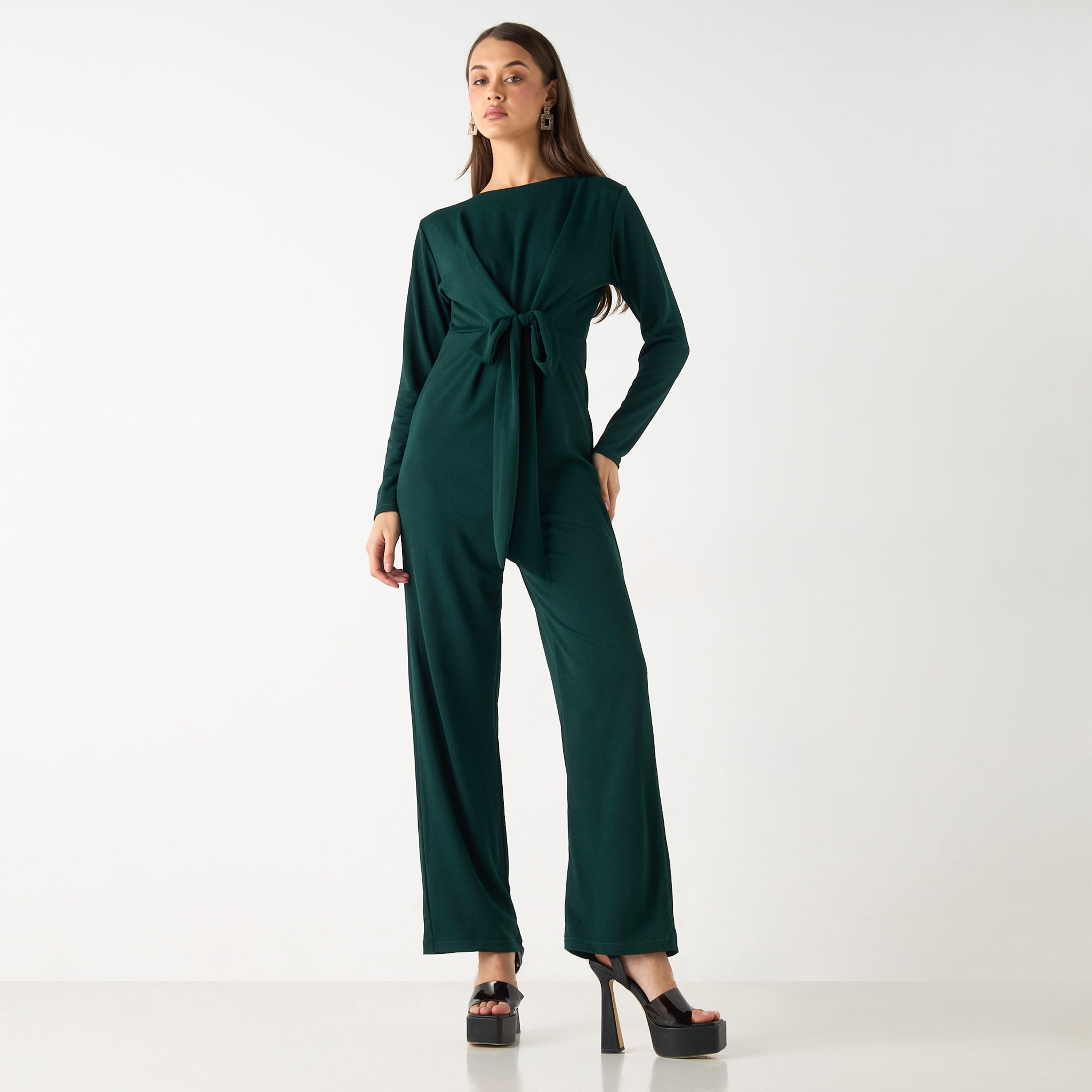أفرول سادة بأكمام طويلة وحزام من جولدن أبل-women-clothing-jumpsuits-image-26