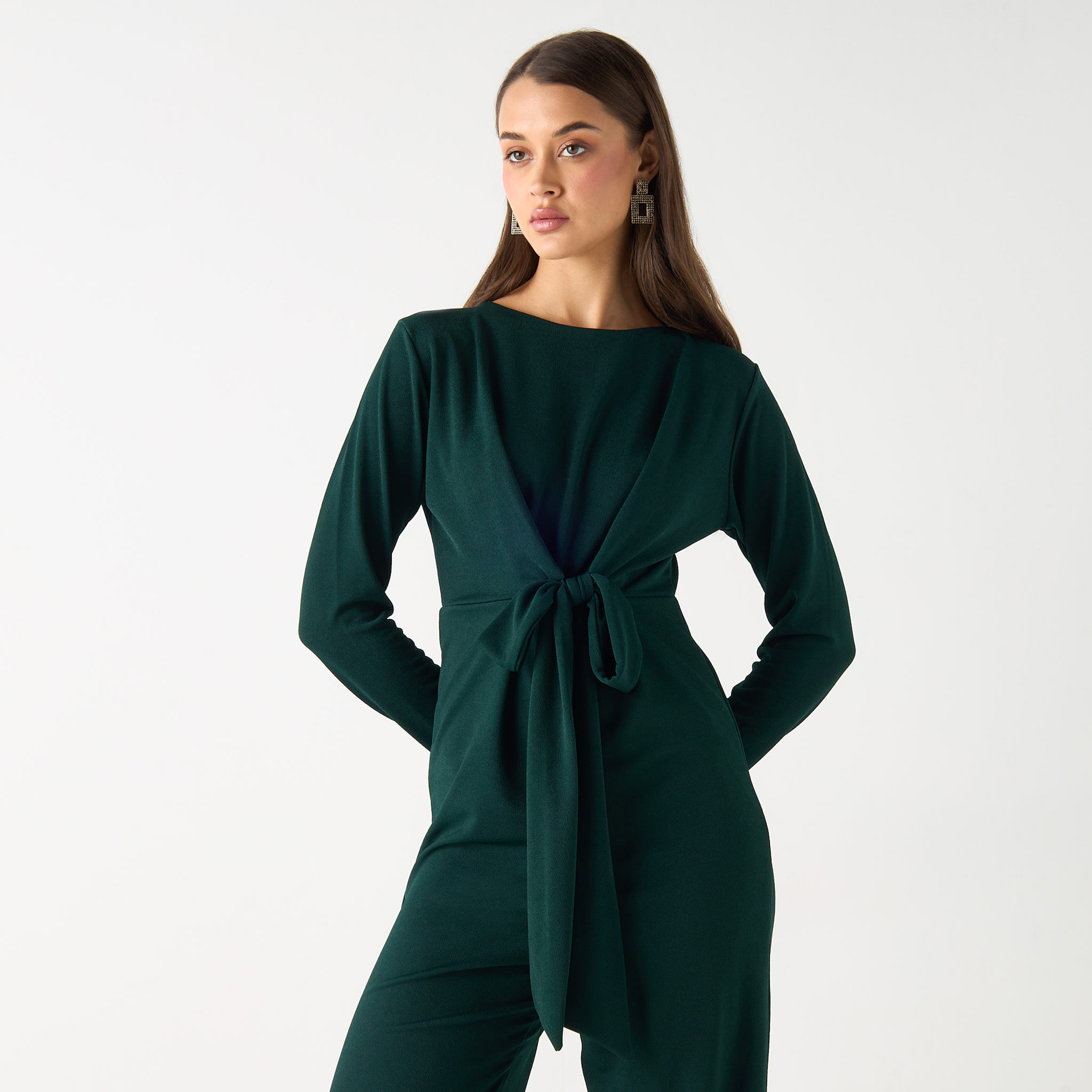 أفرول سادة بأكمام طويلة وحزام من جولدن أبل-women-clothing-jumpsuits-image-28