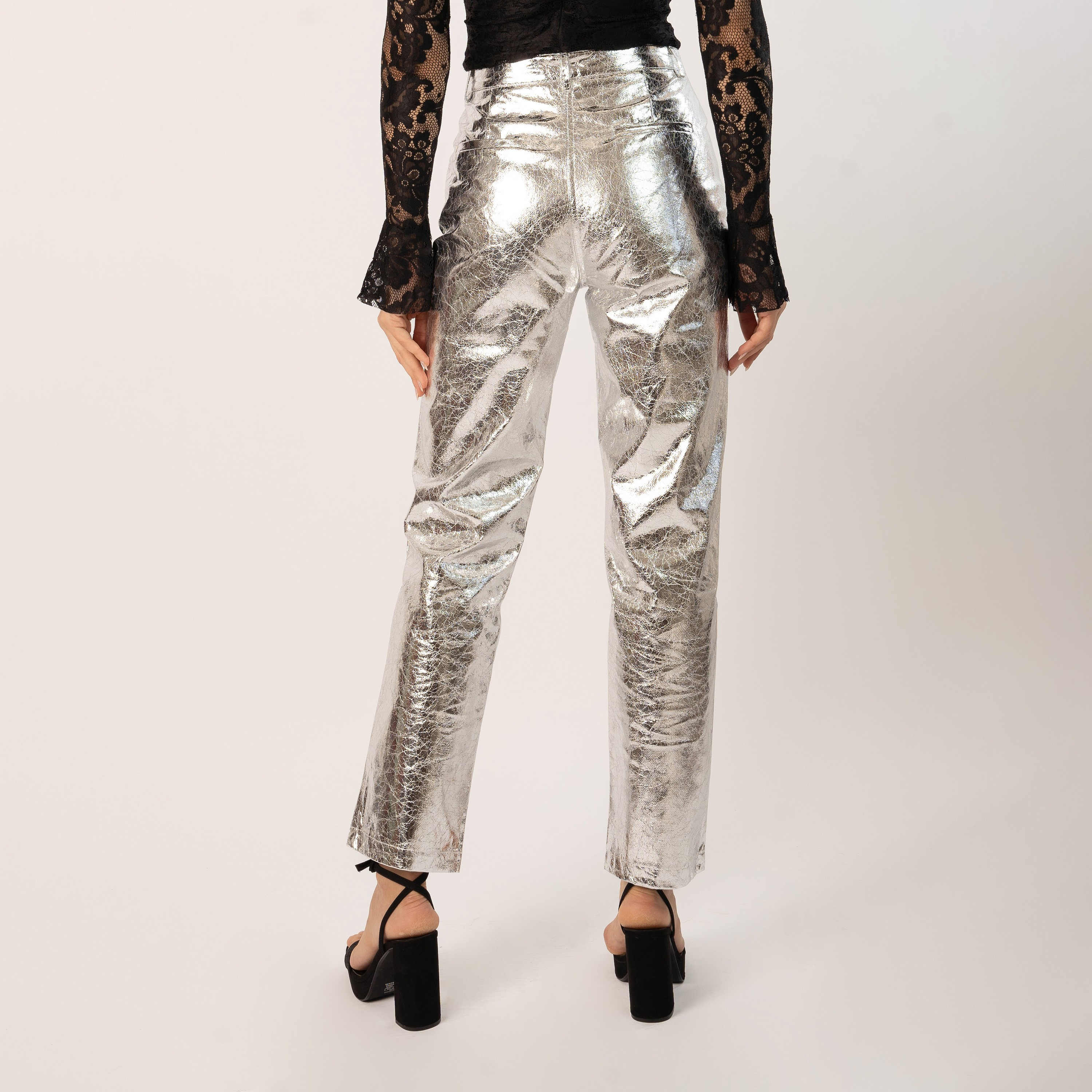 بنطال بمزين مع جيب ذو عالي الخصر بمعدني من جيديد روز-women-clothing-bottoms-trousers-image-8