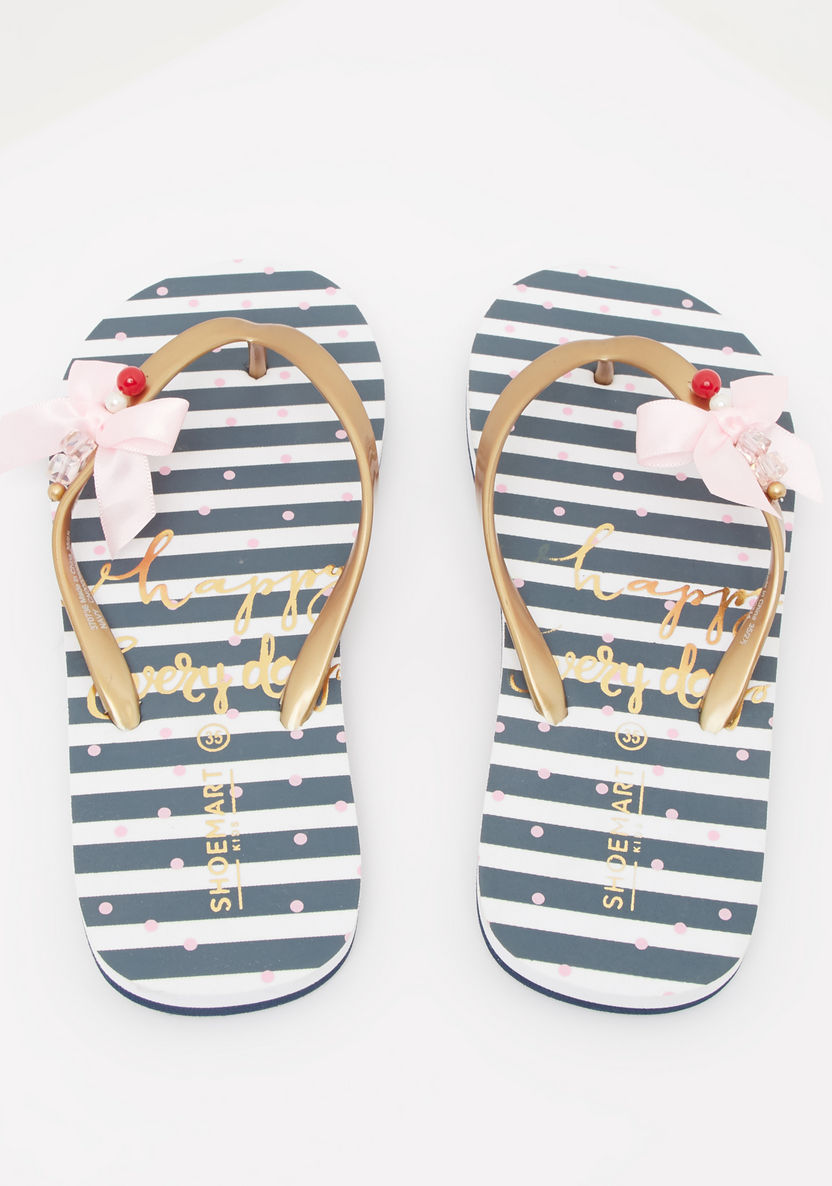 Printed Flip Flops with Bow Accent-Girl%27s Flip Flops & Beach Slippers-image-1