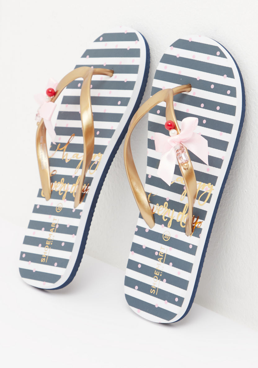 Printed Flip Flops with Bow Accent-Girl%27s Flip Flops & Beach Slippers-image-2