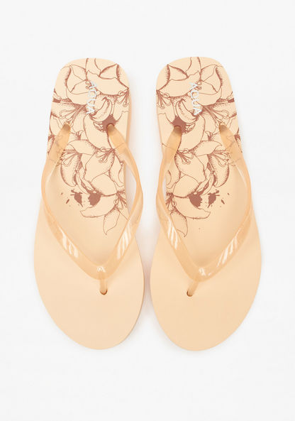 Aqua Floral Print Flatform Thong Slippers
