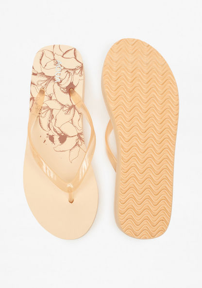Aqua Floral Print Flatform Thong Slippers
