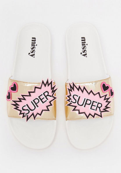 Missy Applique Detail Open Toe Slide Slippers-Women%27s Flip Flops & Beach Slippers-image-0