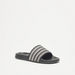 Aqua Embellished Striped Slide Slippers-Women%27s Flip Flops & Beach Slippers-thumbnail-1