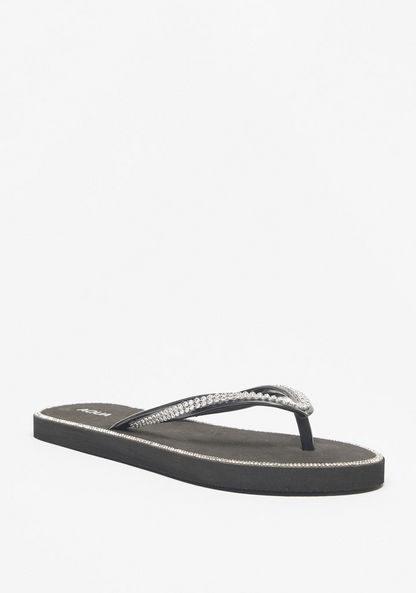 Aqua Embellished Slip-On Thong Slippers-Women%27s Flip Flops & Beach Slippers-image-1