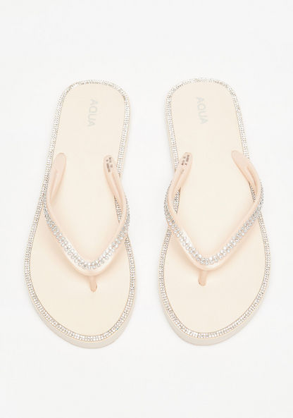 Aqua Embellished Slip-On Thong Slippers-Women%27s Flip Flops & Beach Slippers-image-0
