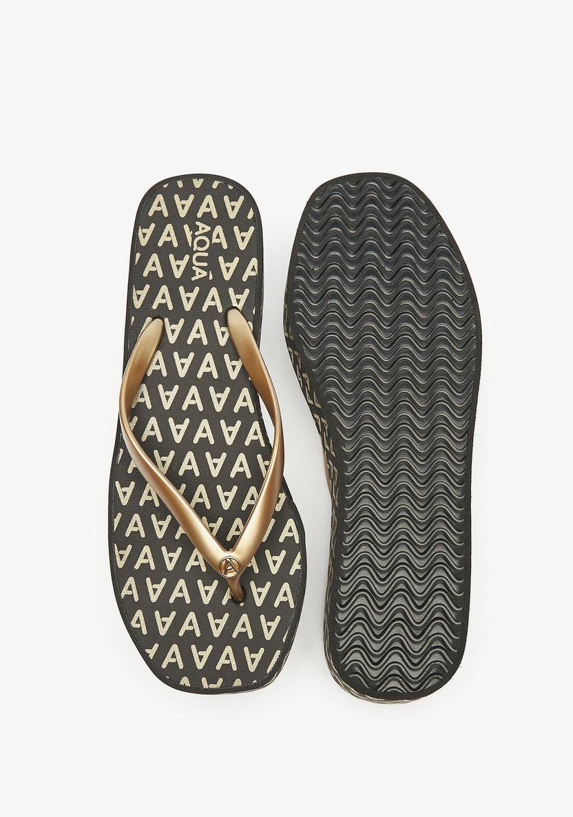 Aqua Monogram Print Thong Slippers-Women%27s Flip Flops & Beach Slippers-image-4