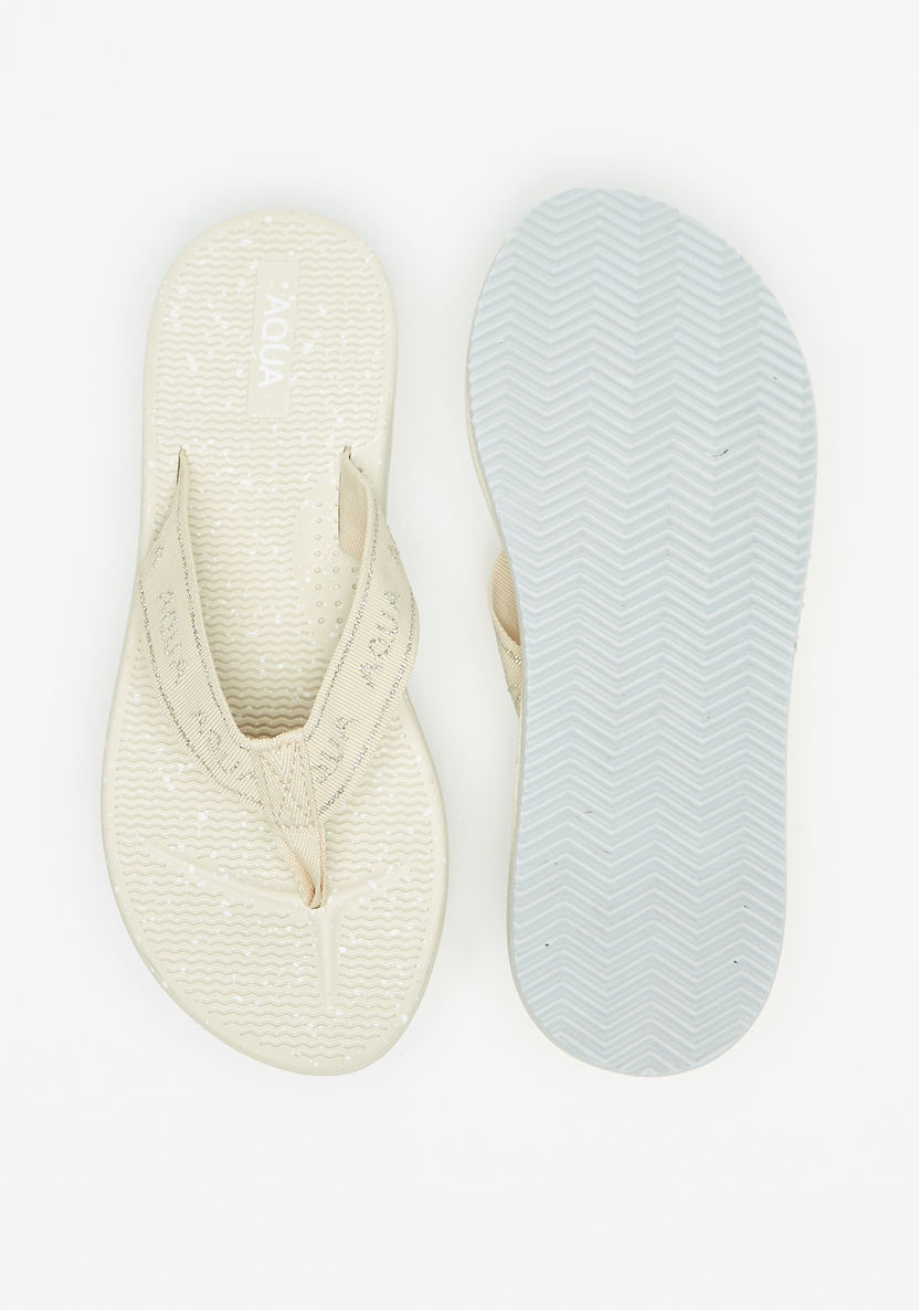 Aqua Typography Detail Slip-On Flip Flops-Women%27s Flip Flops & Beach Slippers-image-3