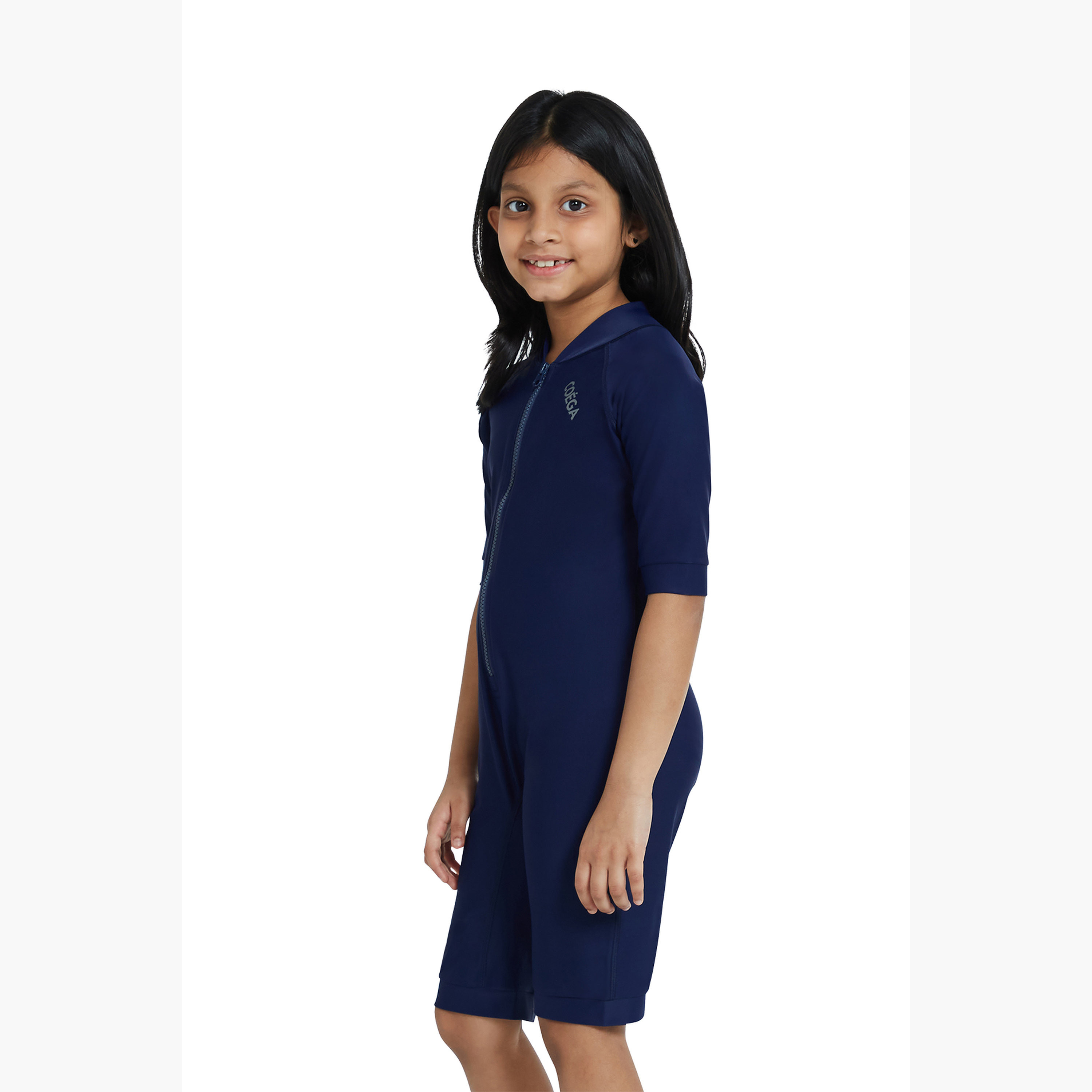 Coega Girls 1-Piece Suit with Front Zipper – Solid Navy-girls-clothing-sportswear-swimwear-image-3