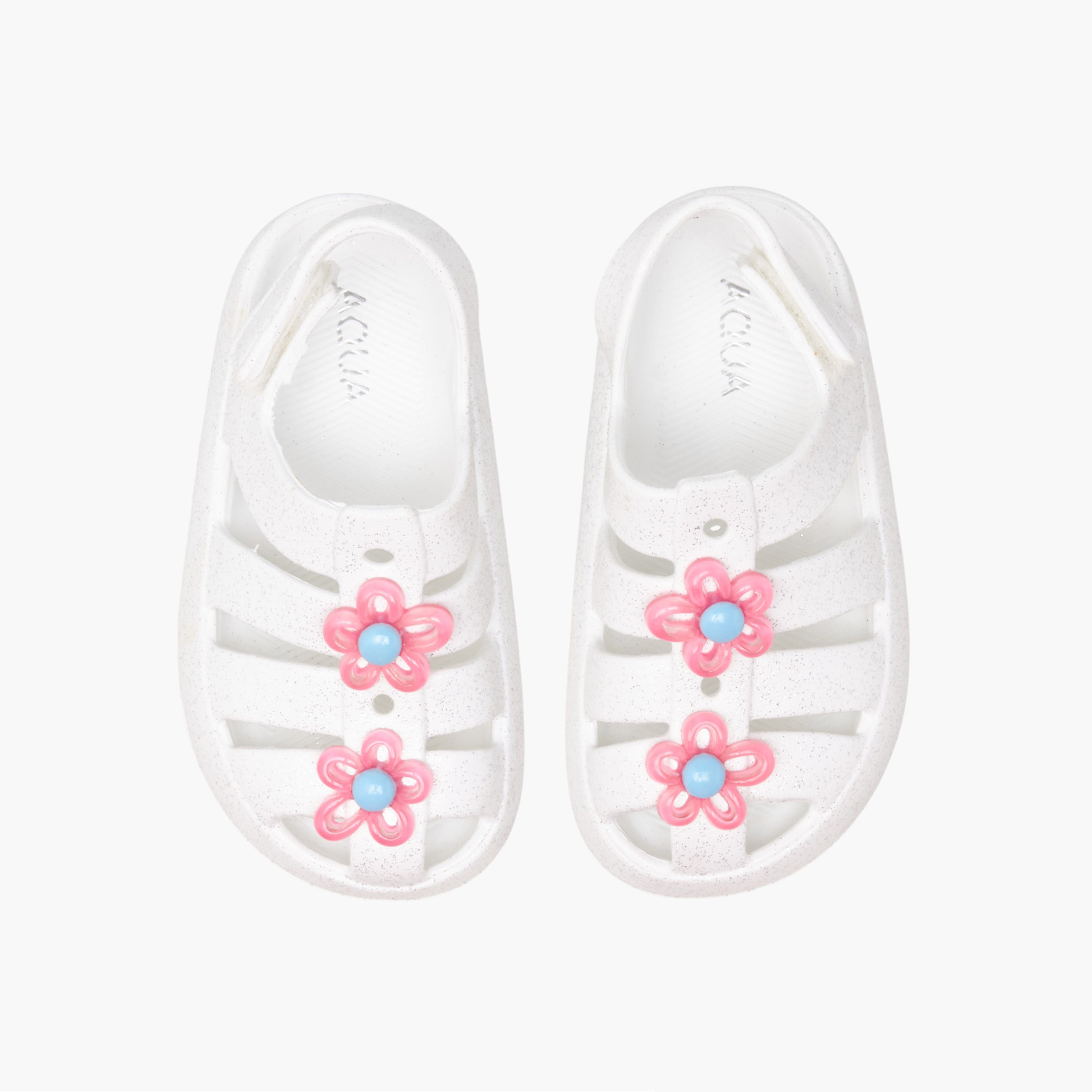 Aqua Girls Floral Accent Hook and Loop Strap Sandals-girls-shoes-sandals-image-1