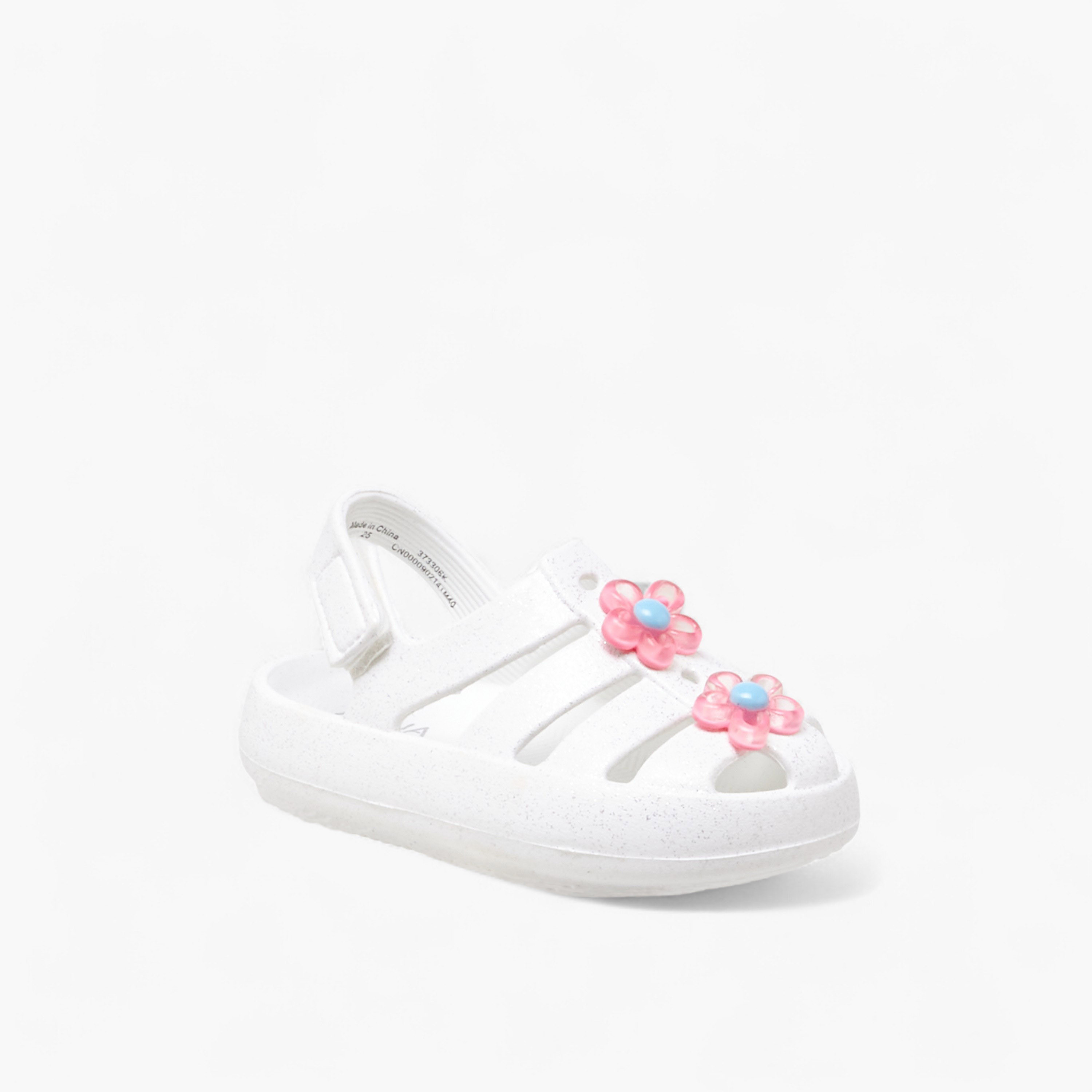 Aqua Girls Floral Accent Hook and Loop Strap Sandals-girls-shoes-sandals-image-2