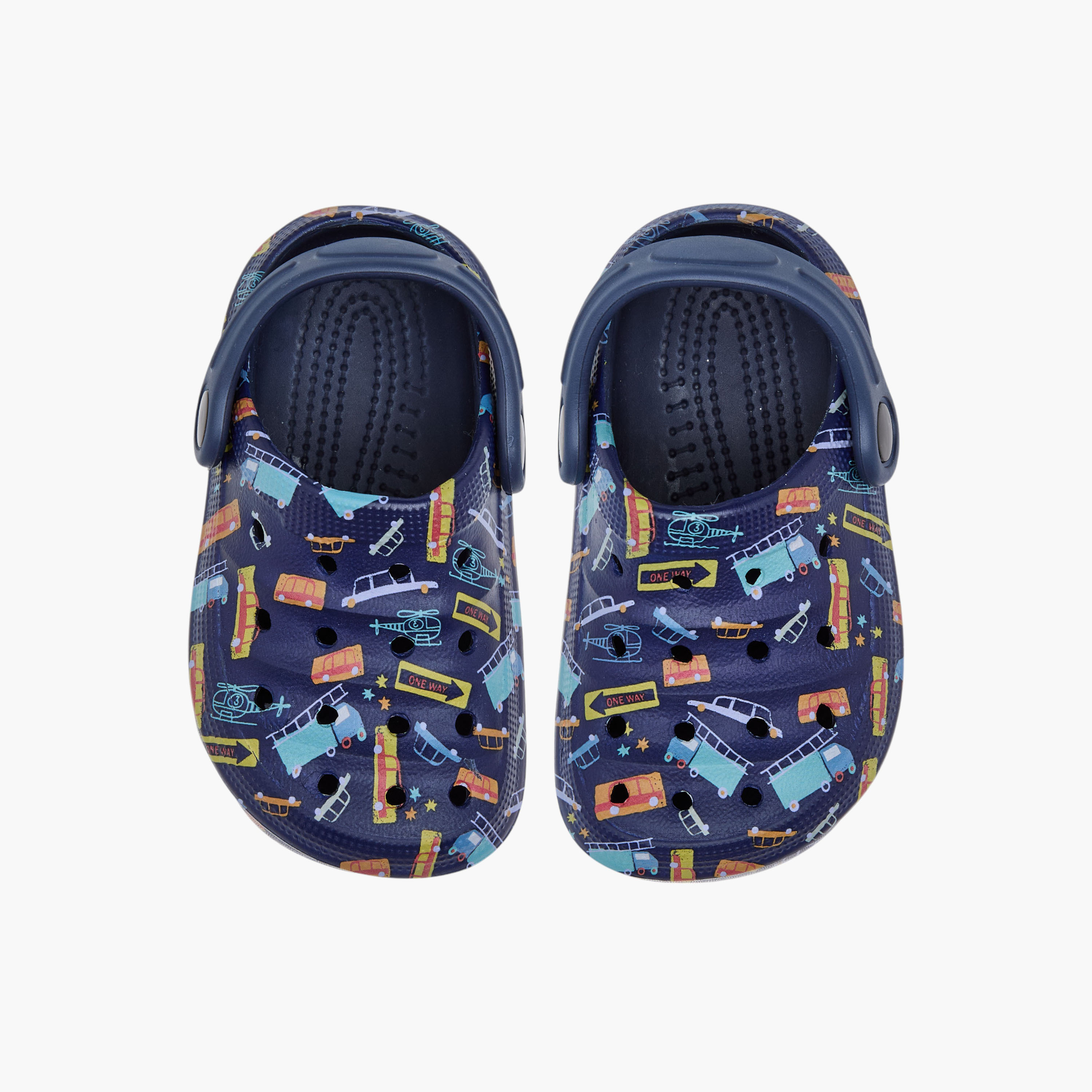 Aqua Printed Clogs with Backstrap-boys-shoes-sandals-image-1