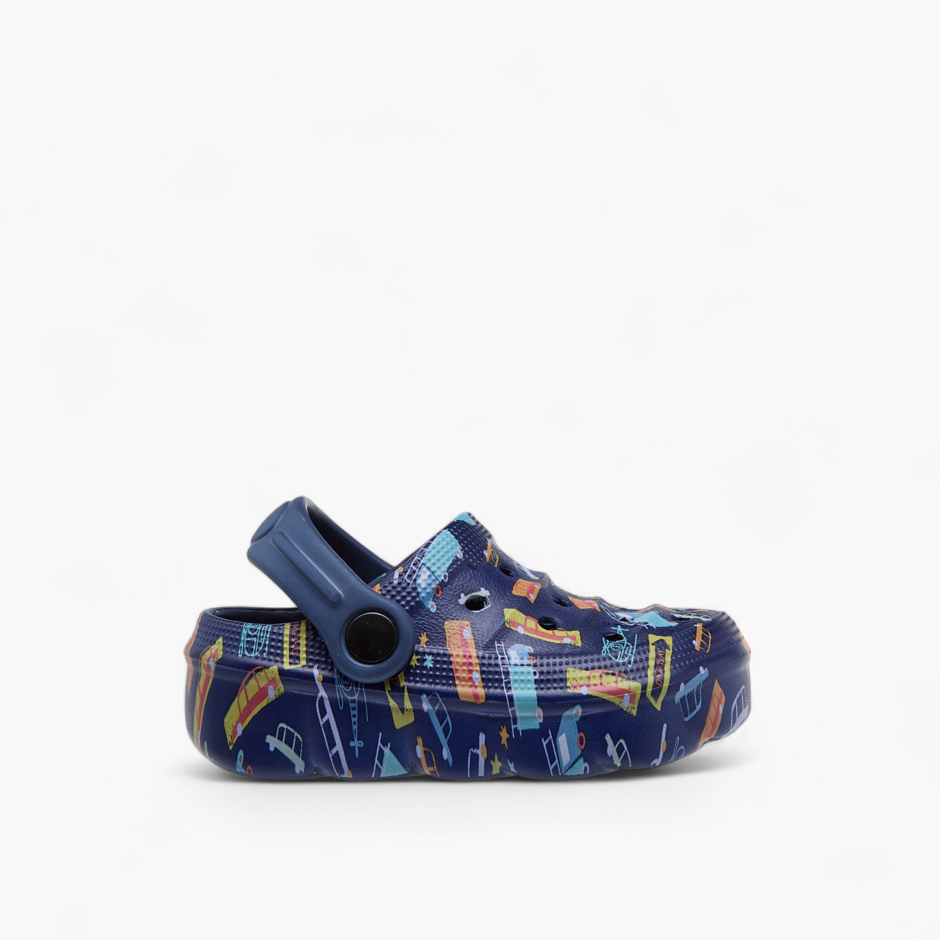 Aqua Printed Clogs with Backstrap-boys-shoes-sandals-image-3
