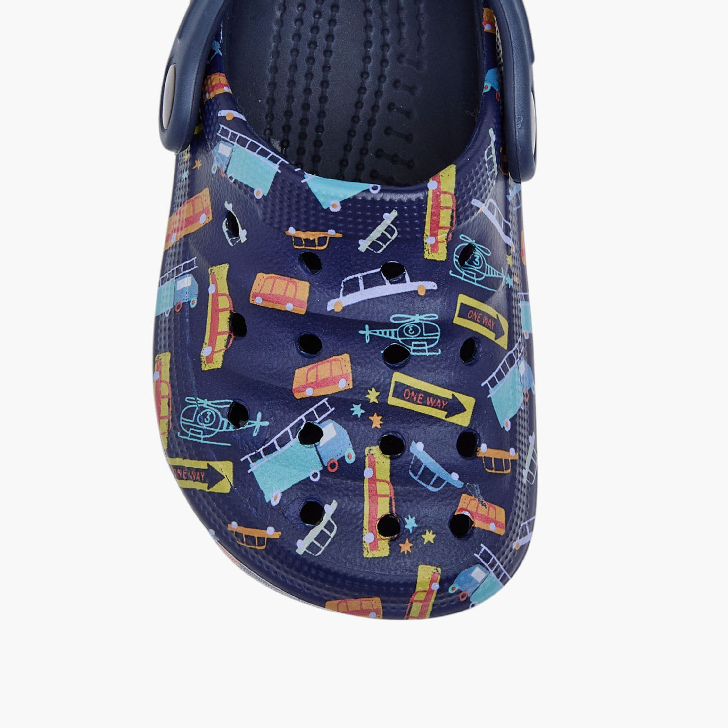 Aqua Printed Clogs with Backstrap-boys-shoes-sandals-image-4