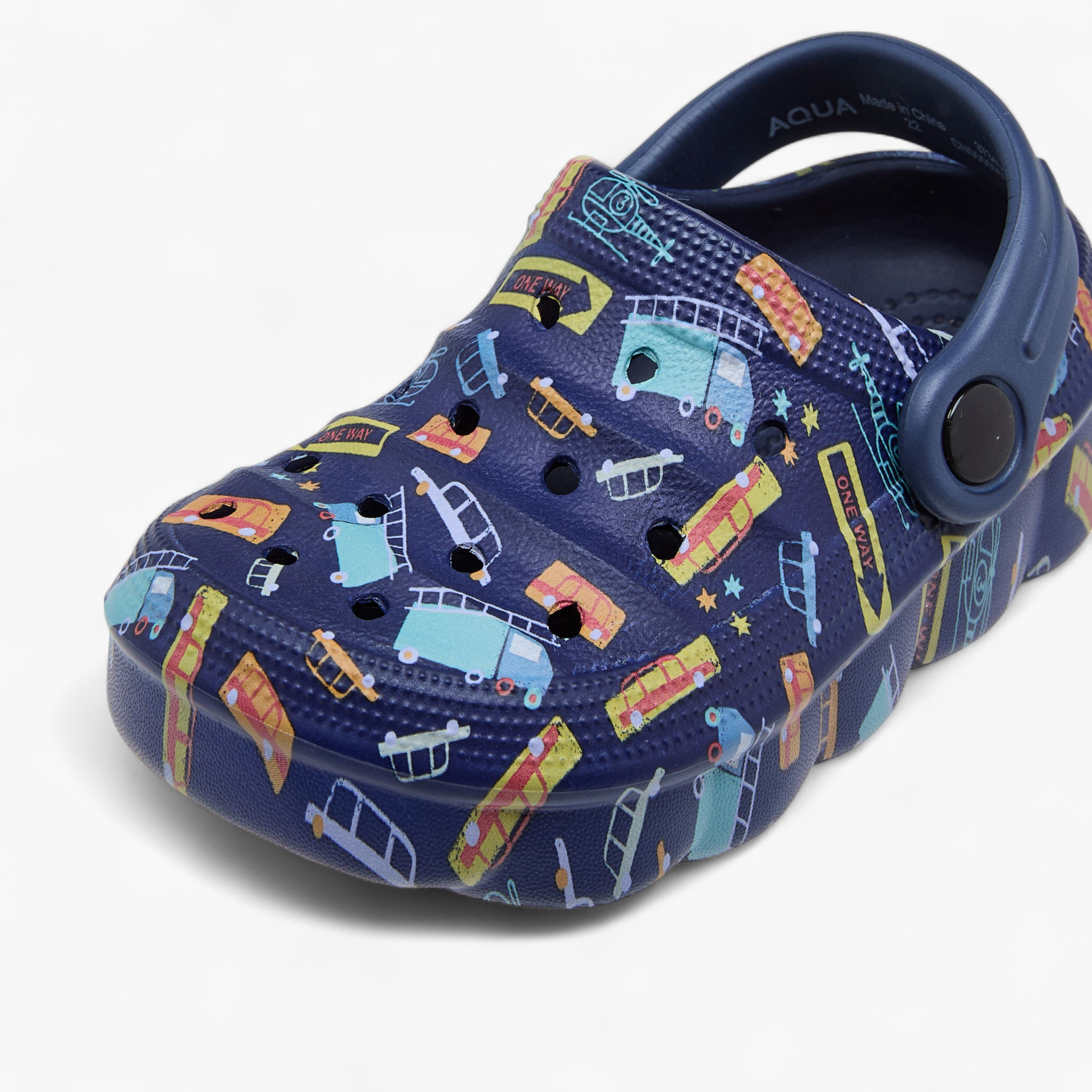 Aqua Printed Clogs with Backstrap-boys-shoes-sandals-image-5