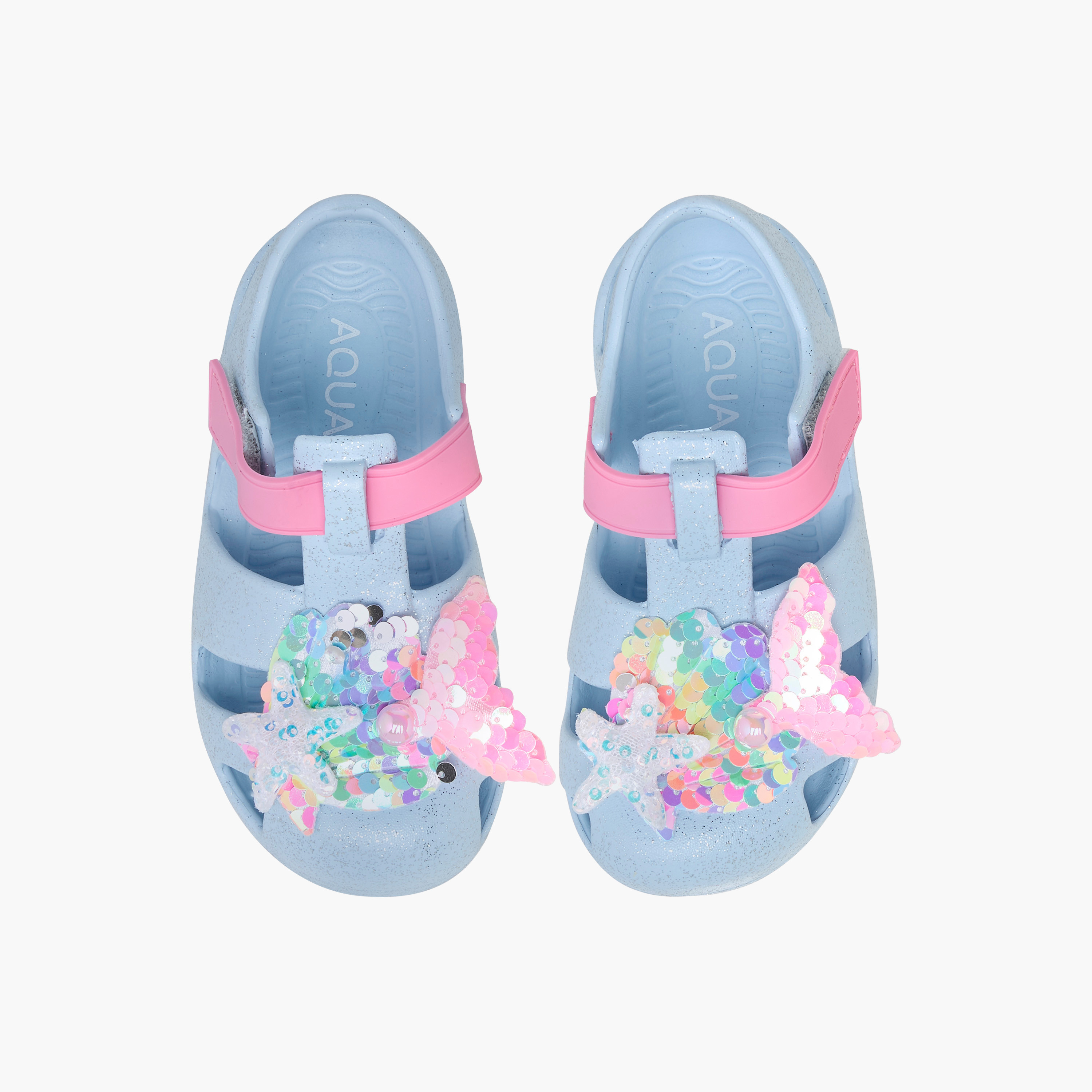 صندل بشريط إغلاق لاصق وزخارف جليتر من أكوا-girls-shoes-sandals-image-1