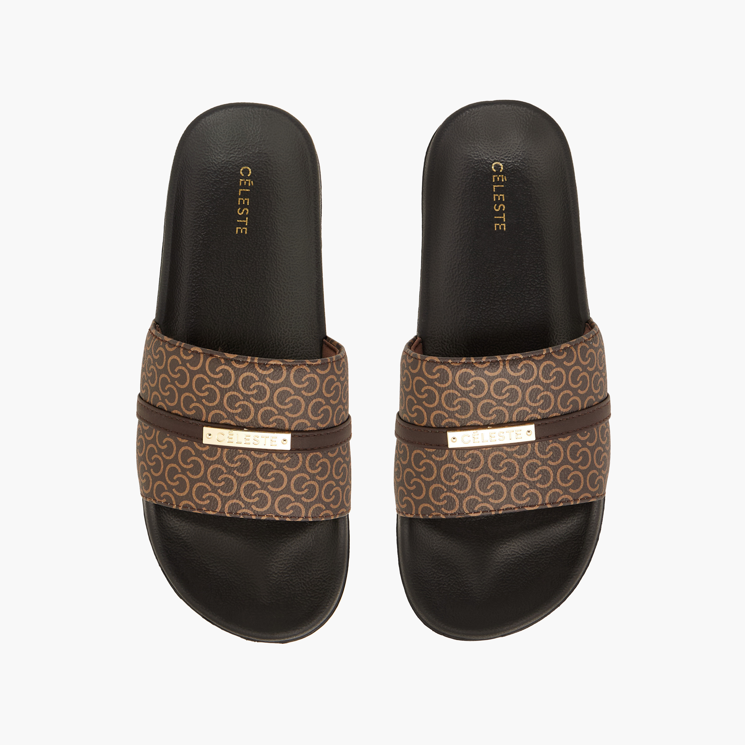 Celeste Women's Monogram Print Slip-On Slides-women-shoes-flipflopsandslides-image-1