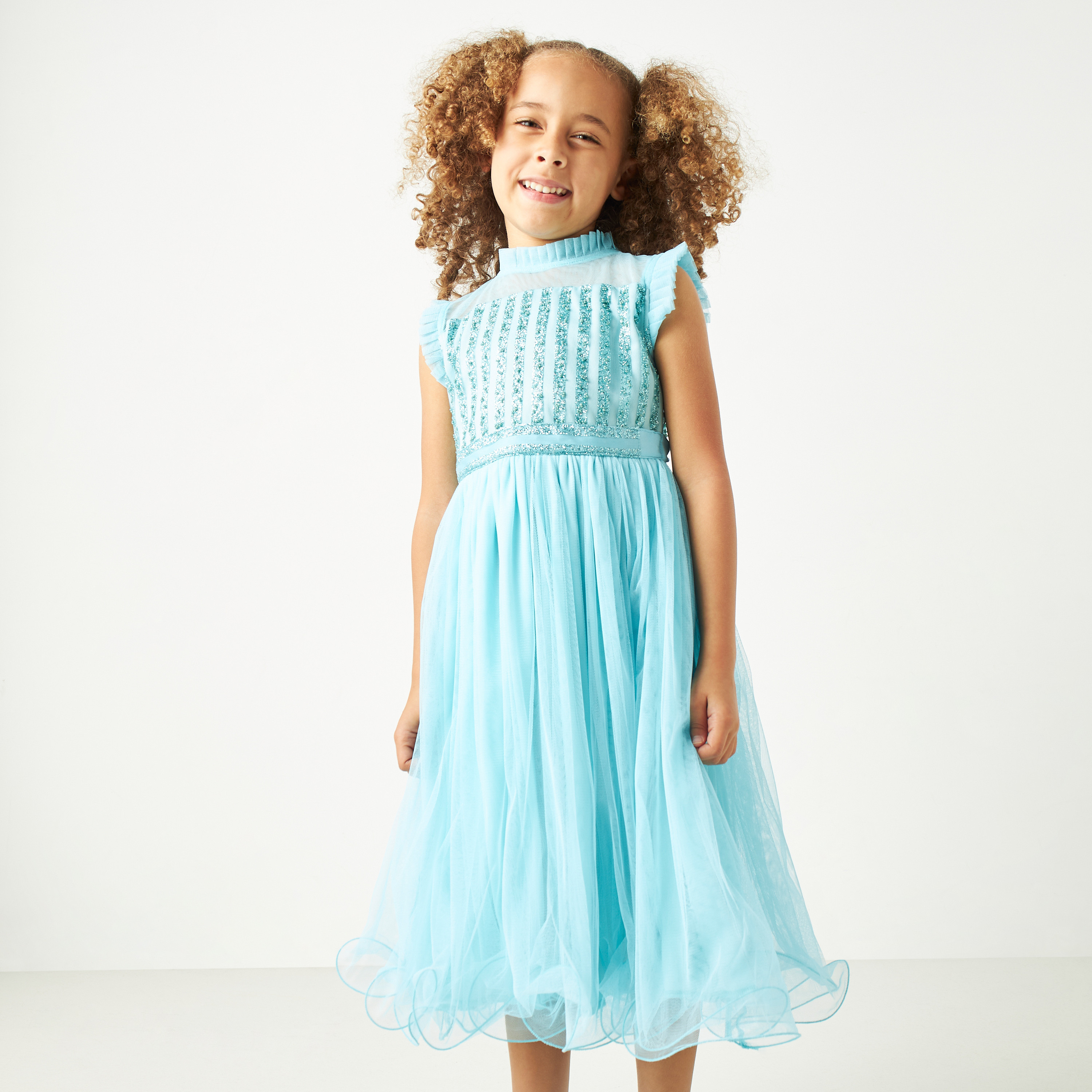 فستان مزين دون أكمام بياقة كشكش من ليتل جولدن أبل-girls-clothing-dressesandjumpsuits-image-2