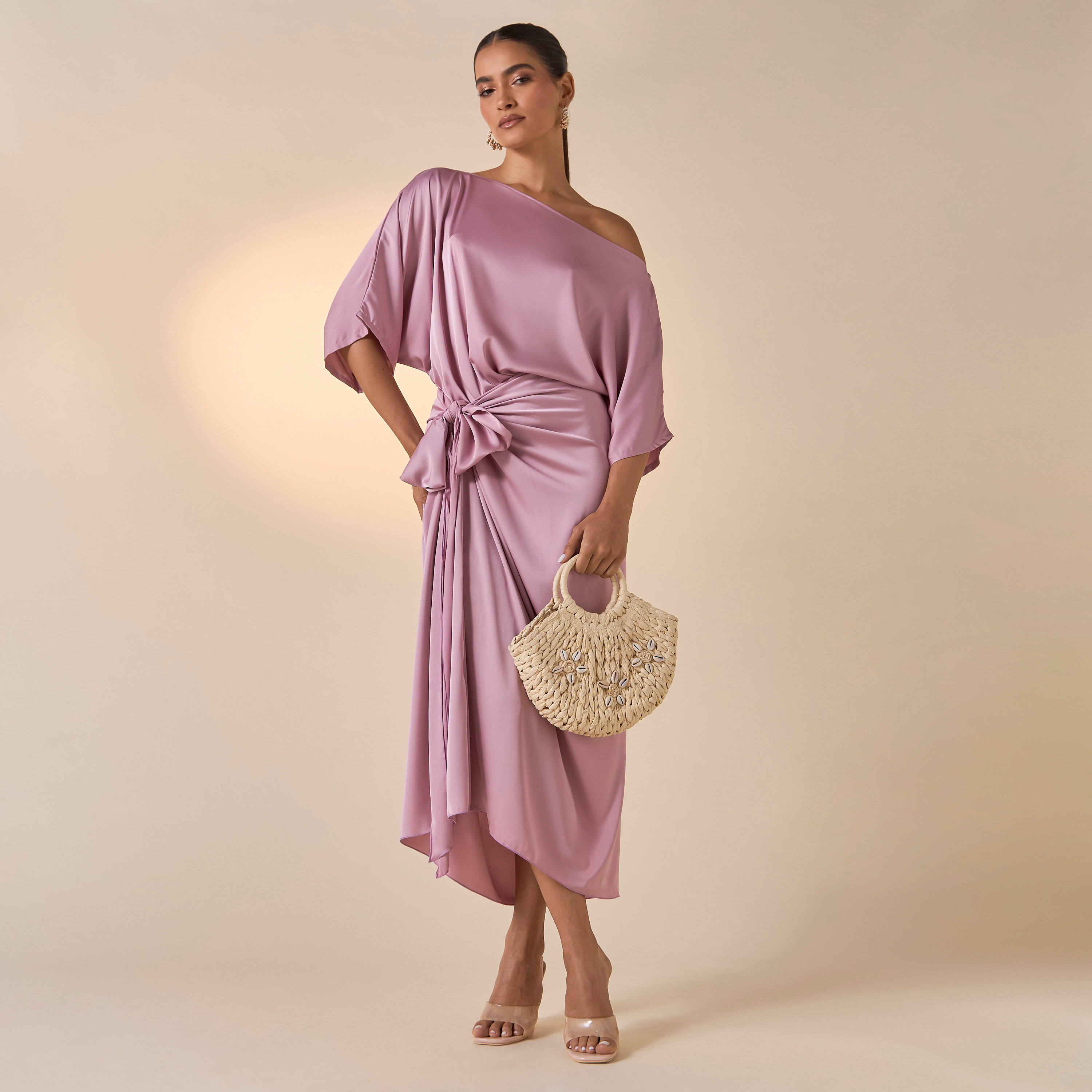 Golden Apple Solid Off Shoulder Top and Wrap Skirt Set-women-clothing-coordsets-image-1