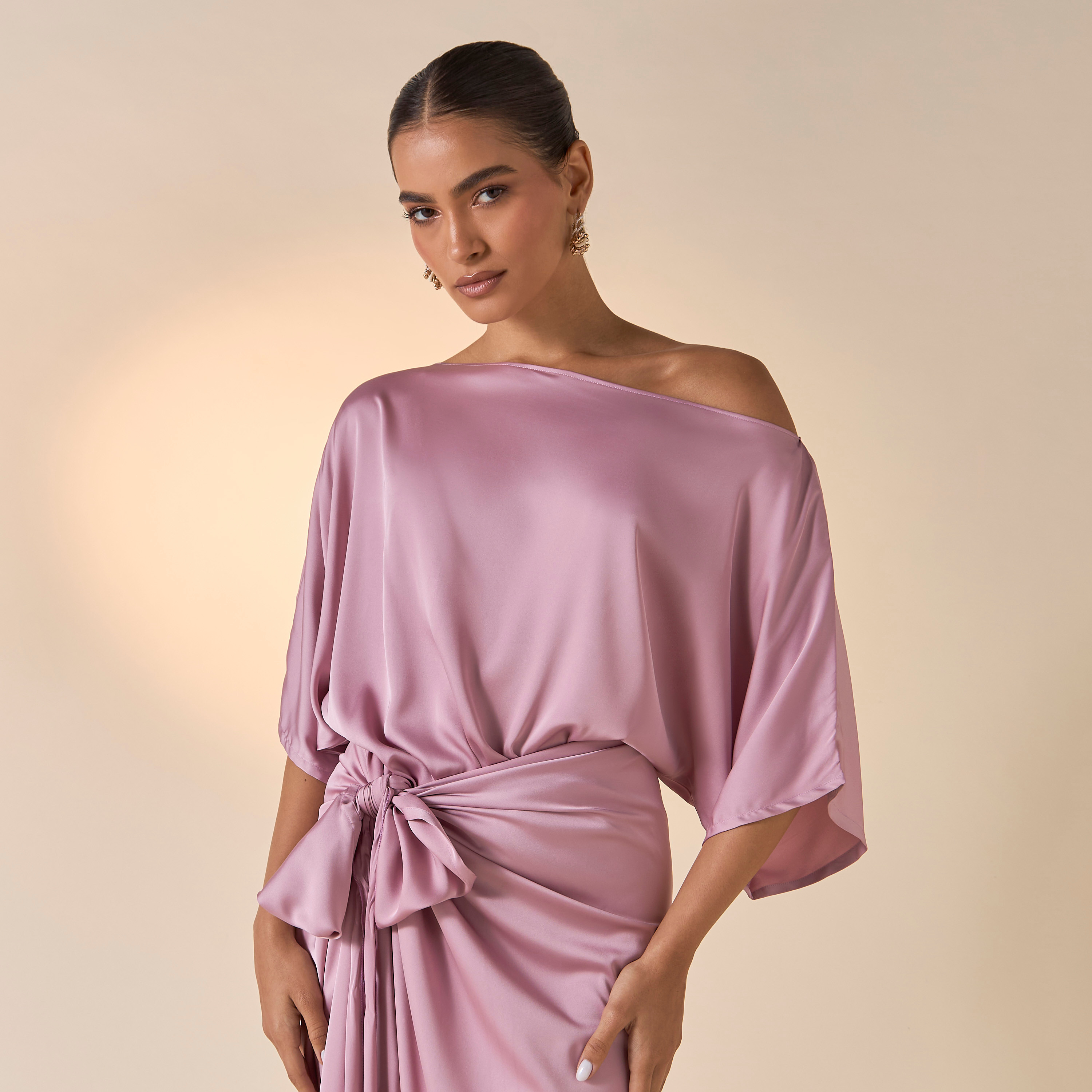 Golden Apple Solid Off Shoulder Top and Wrap Skirt Set-women-clothing-coordsets-image-2