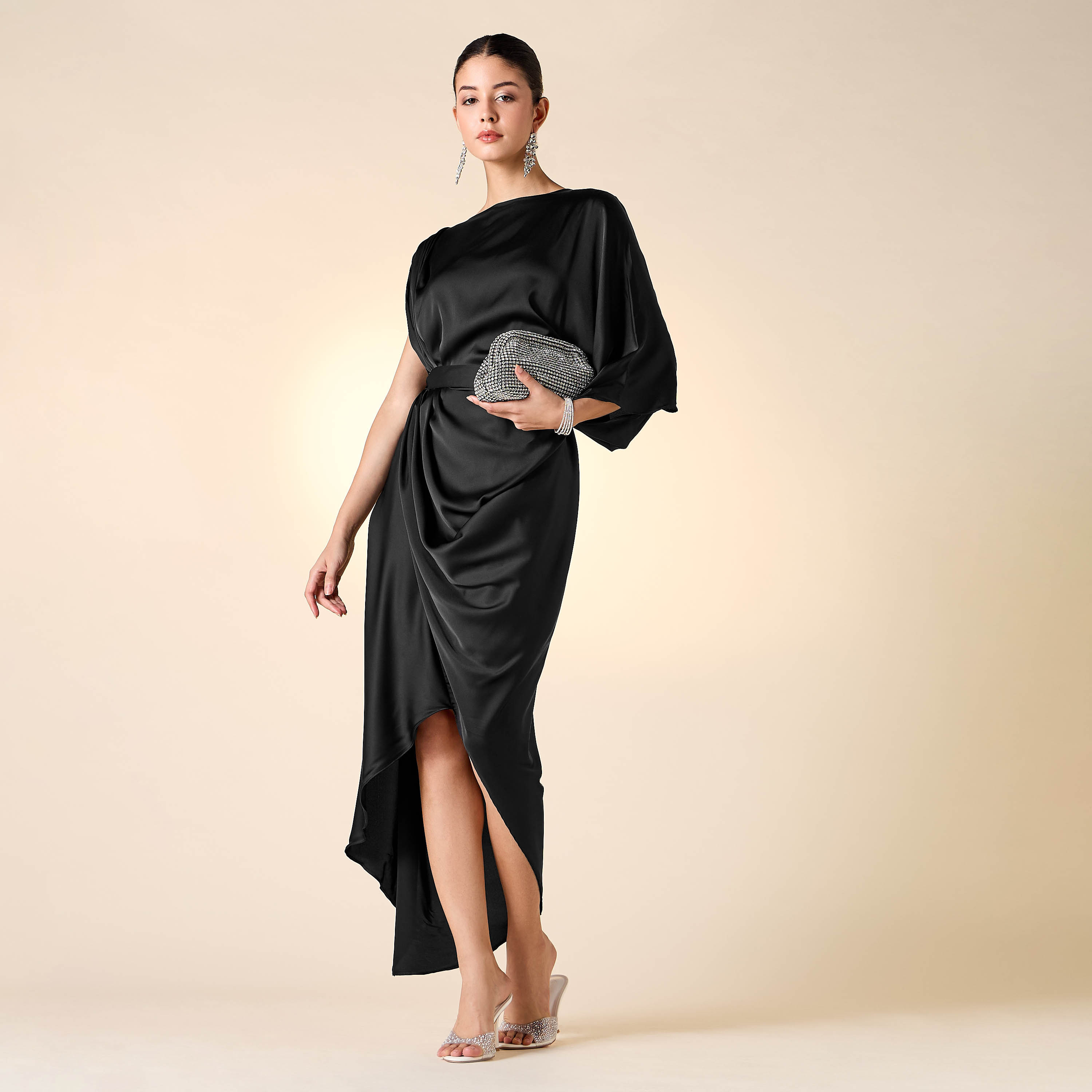 فستان بتفاصيل منسدلة وحزام من جولدن آبل-women-clothing-dresses-image-11