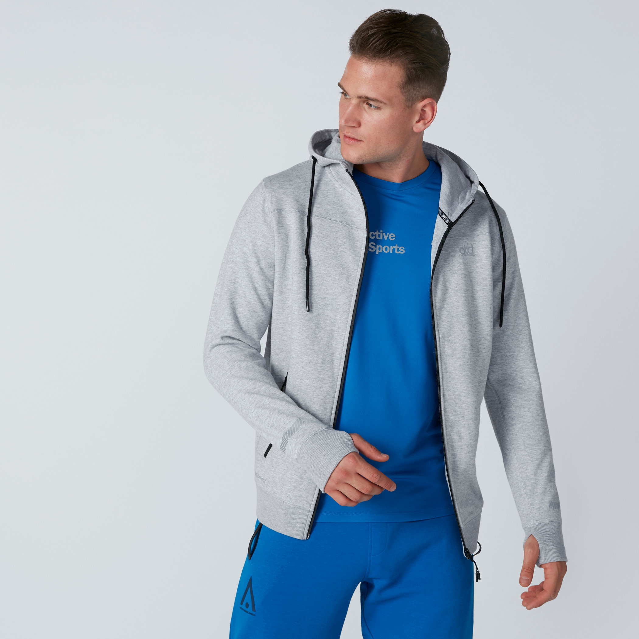 Hooded Jacket with Thumb Hole and Zip Closure