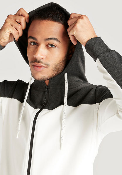 Panelled Hoodie with Zip Closure and Pocket-Hoodies & Sweatshirts-image-4