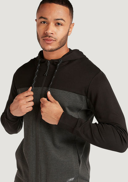 Panelled Hoodie with Zip Closure and Pocket-Hoodies & Sweatshirts-image-5