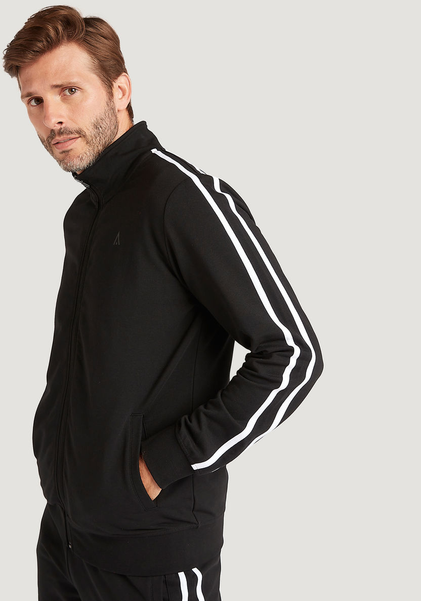 Solid High Neck Jacket with Zip Closure and Pockets-Jackets-image-4