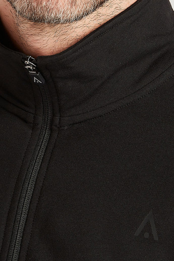 Sustainable Solid High Neck Jacket with Zip Closure and Pockets