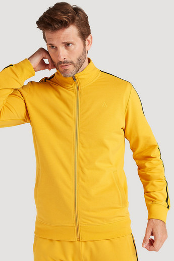 Sustainable Solid High Neck Jacket with Zip Closure and Pockets