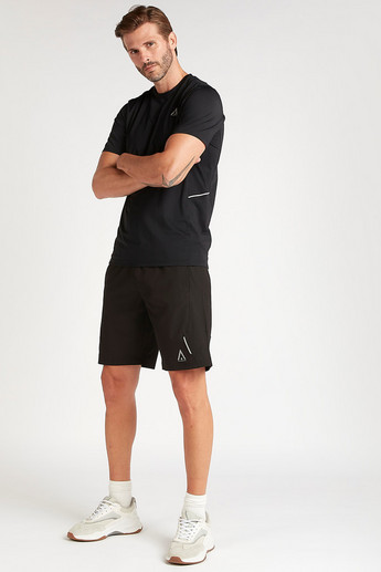 Solid Shorts with Elasticated Waistband and Logo Detail