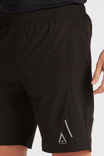 Solid Shorts with Elasticated Waistband and Logo Detail