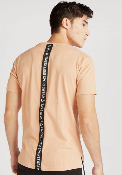 Solid T-shirt with Printed Tape Detail
