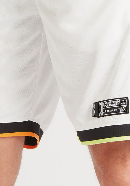 Solid Tape Detail Shorts with Drawstring Closure and Pockets