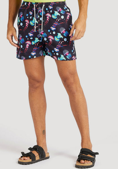 All-Over Print Shorts with Drawstring Closure and Pockets