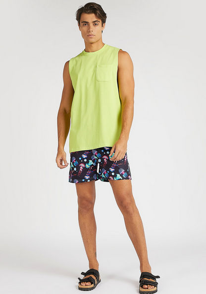 All-Over Print Shorts with Drawstring Closure and Pockets