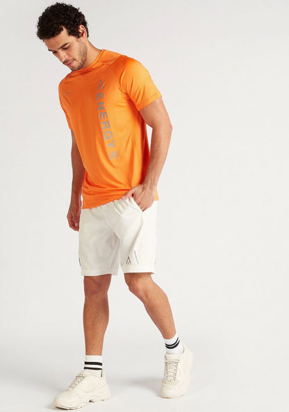Printed Crew Neck Panelled T-shirt with Short Sleeves