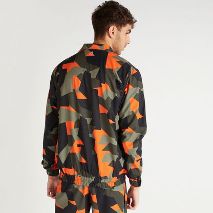 All-Over Print Zip Through Jacket with Long Sleeves and Pockets